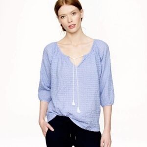 J.Crew Tassel Cotton Neon Pink Blouse